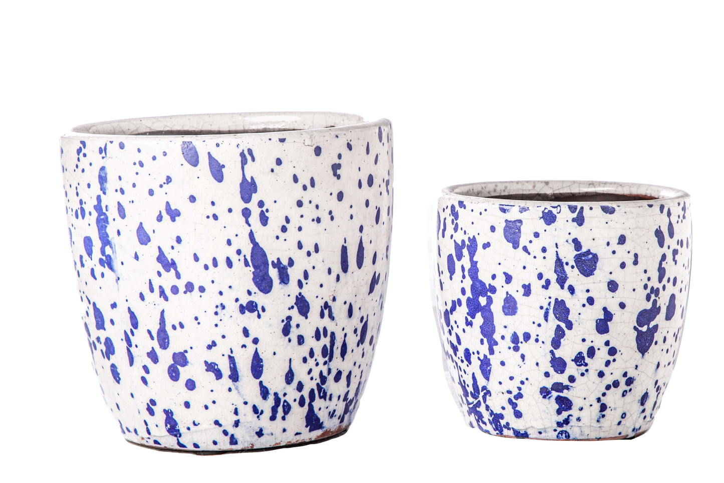 Ceramic Round Pot Gloss Finish Blue-6.25"H -129