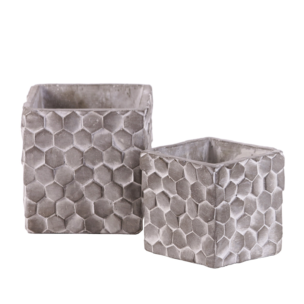 Gaia Cement Scales Square Pot Set (Set of 2)