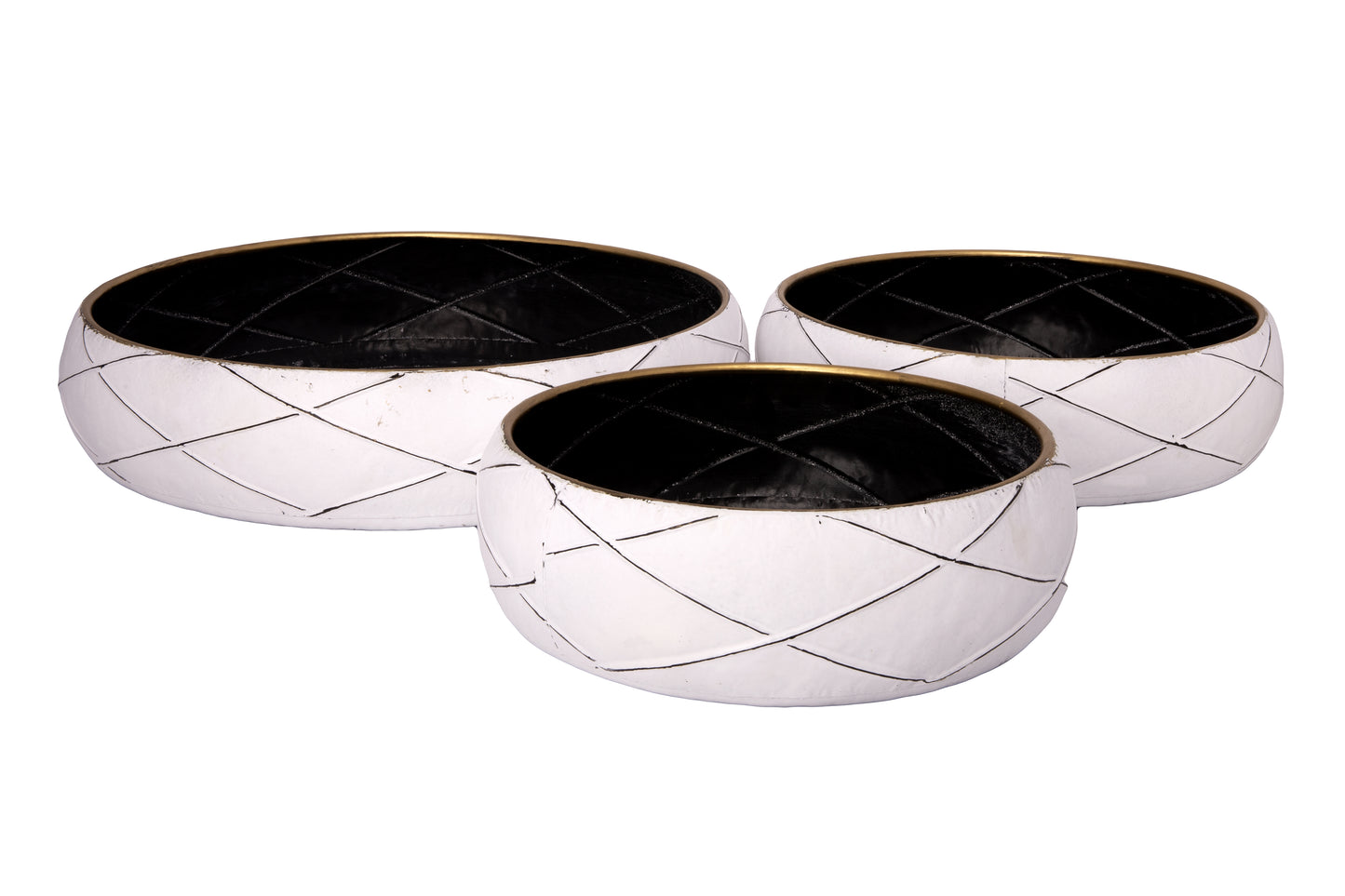 Metal Round Planter Set of Three White-4.50"H
