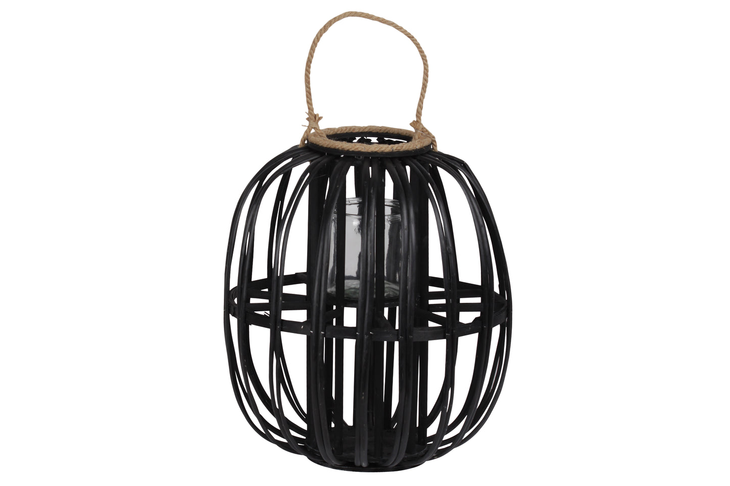 Bamboo Round Lantern Weathered Finish