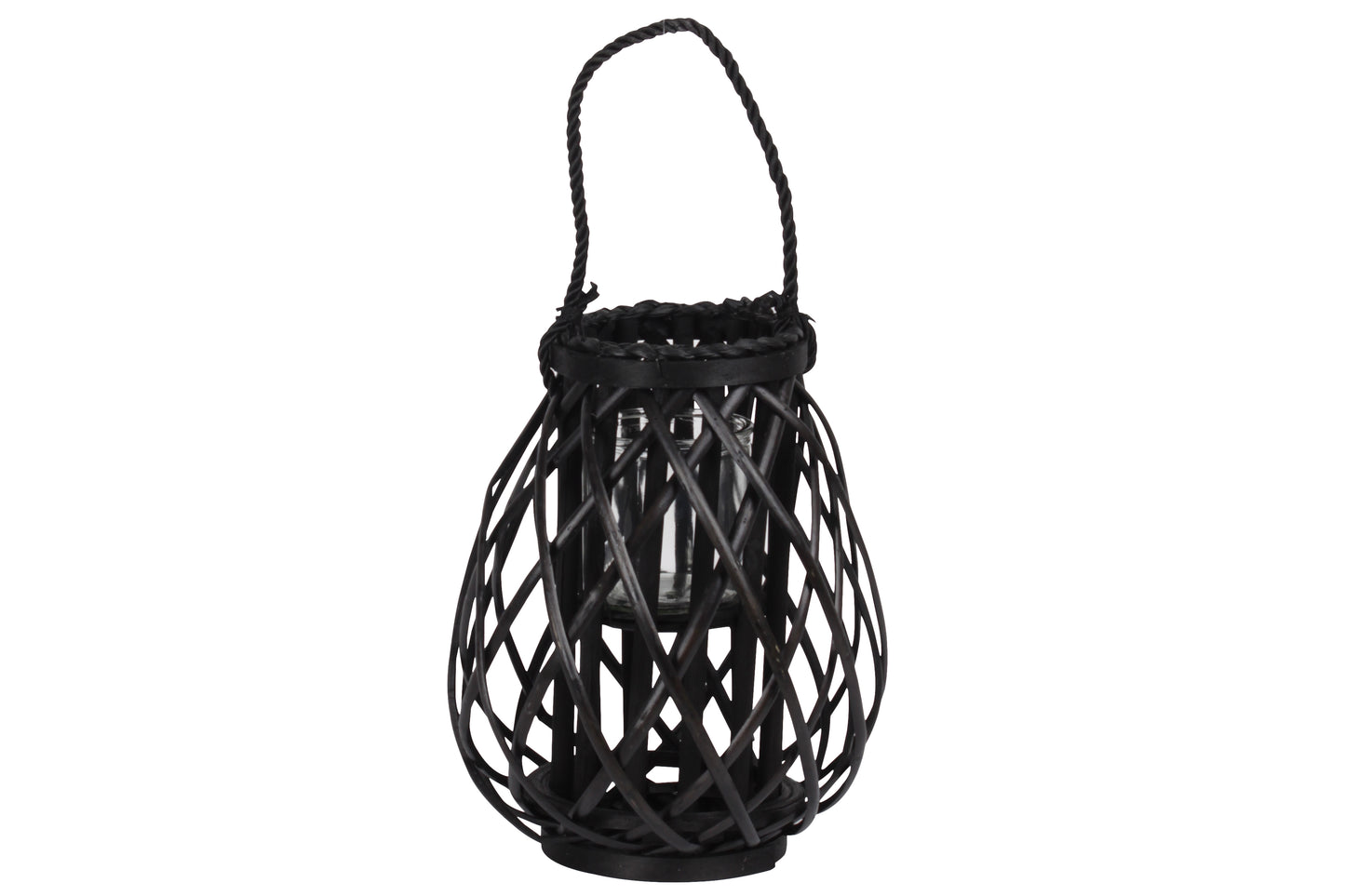 Bamboo Tall Round Bellied Lantern Weathered Finish-12.00"H