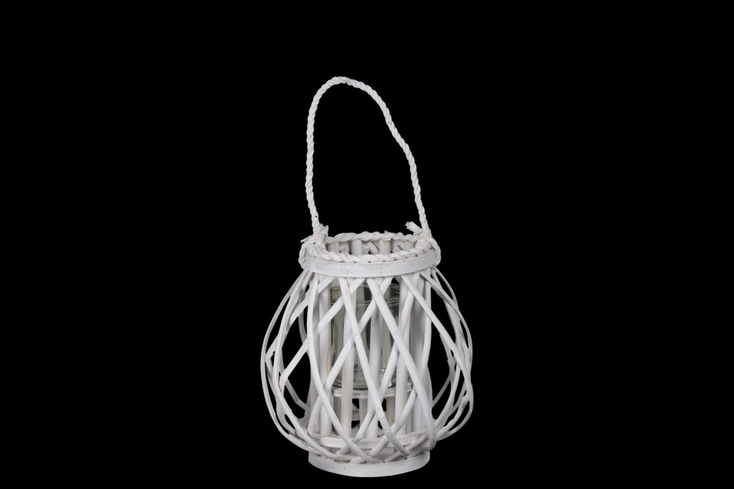 Wooden Tall Round Bellied Lantern Coated Finish