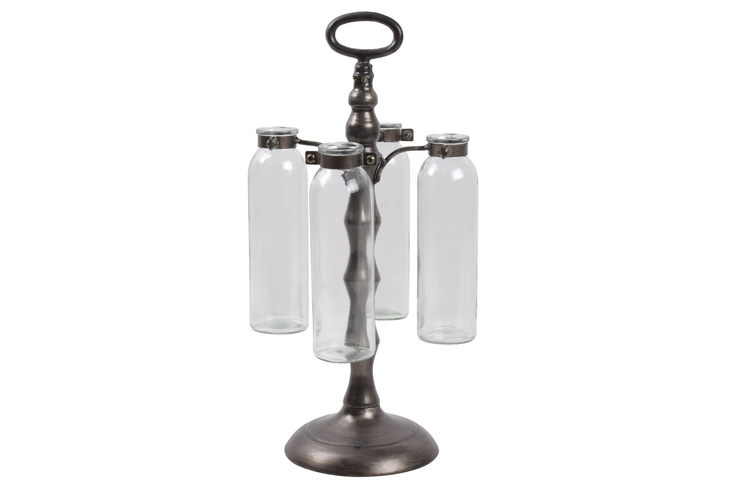 Metal Vase Holder Brushed Finish Black..8.50"x8.50"x16.50"H