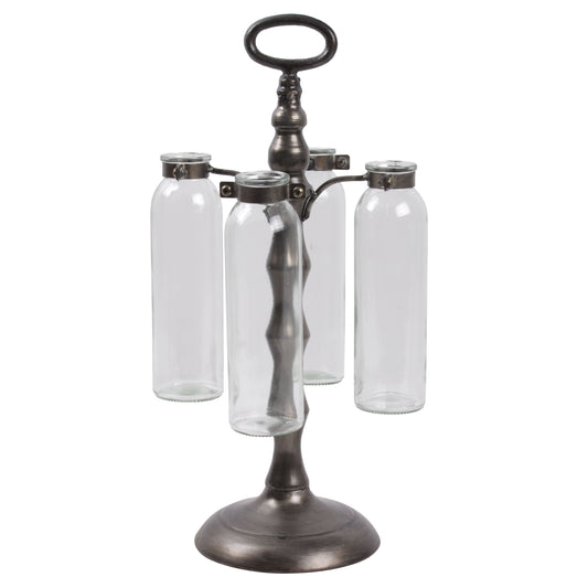 Metal Vase Holder Brushed Finish Black..8.50"x8.50"x16.50"H