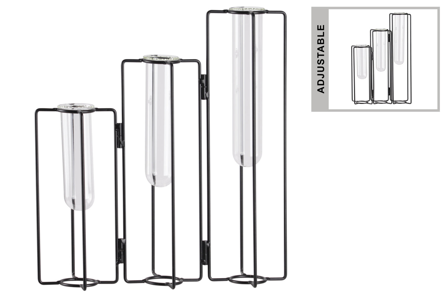 Metal Clustered Bud Vase Holder Coated Finish Black..10.25"x3.50"x15.75"H