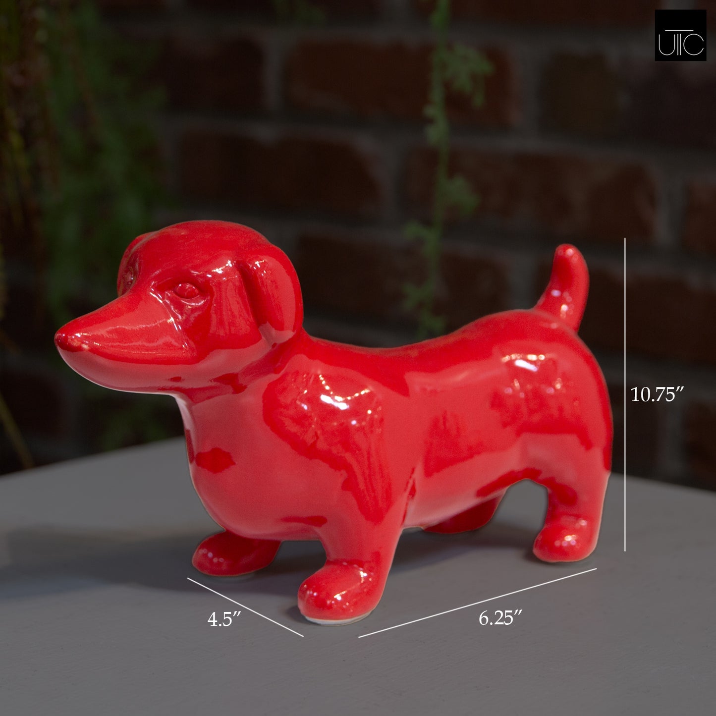 Ceramic Standing Dachshund Dog Figurine Gloss Finish