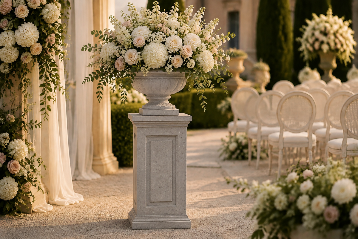 Pavion Low Classic Cement Urn Vase