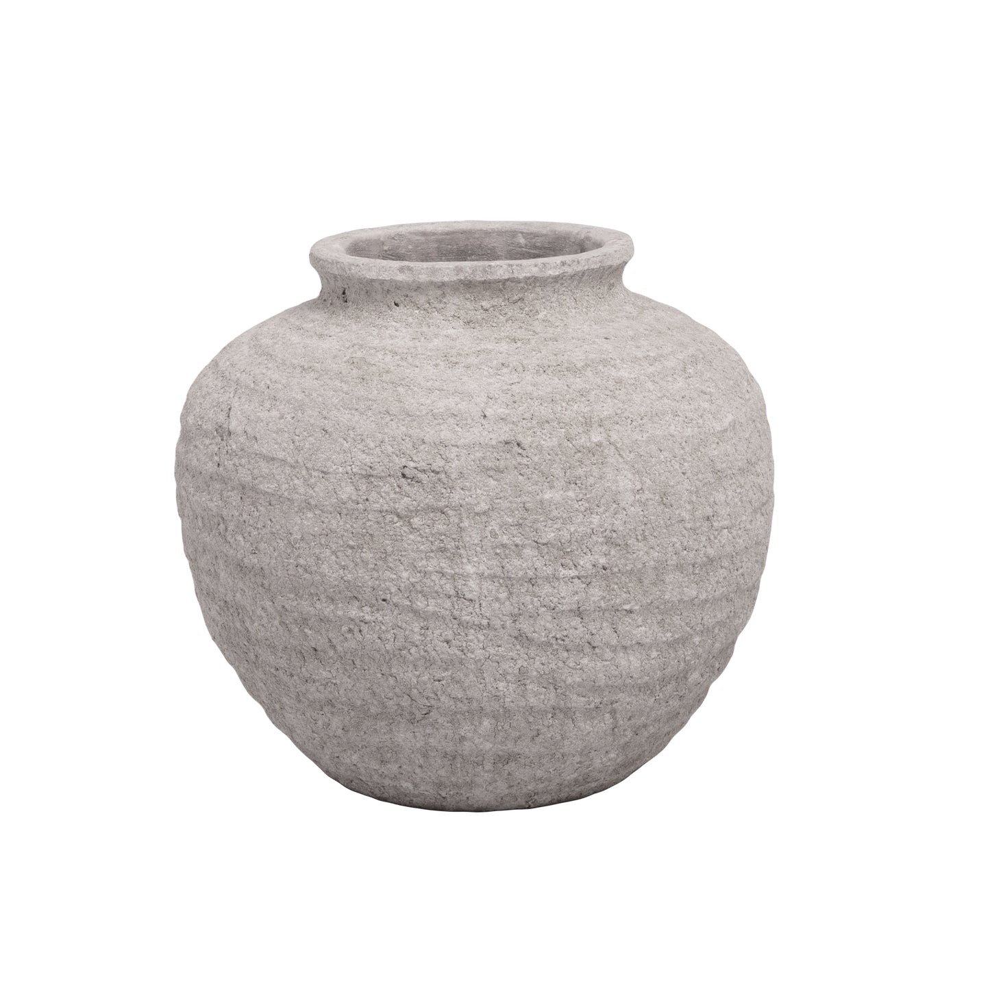 A gray terracotta pot isolated on a white background