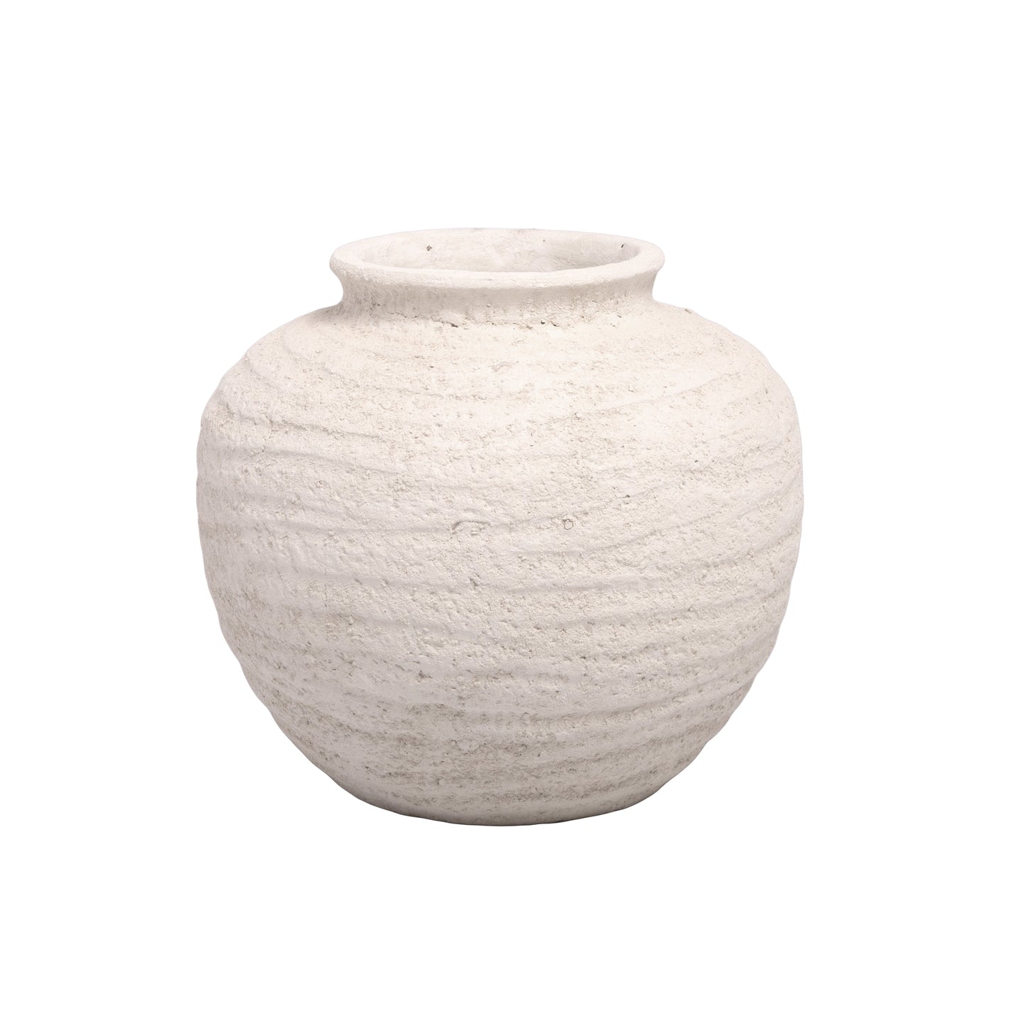 A gray terracotta pot isolated on a white background