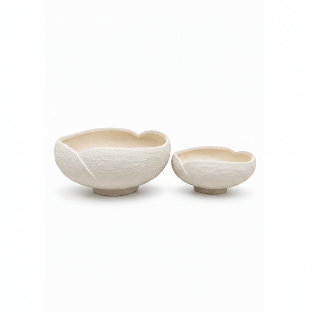 Two ceramic bowls on a white background