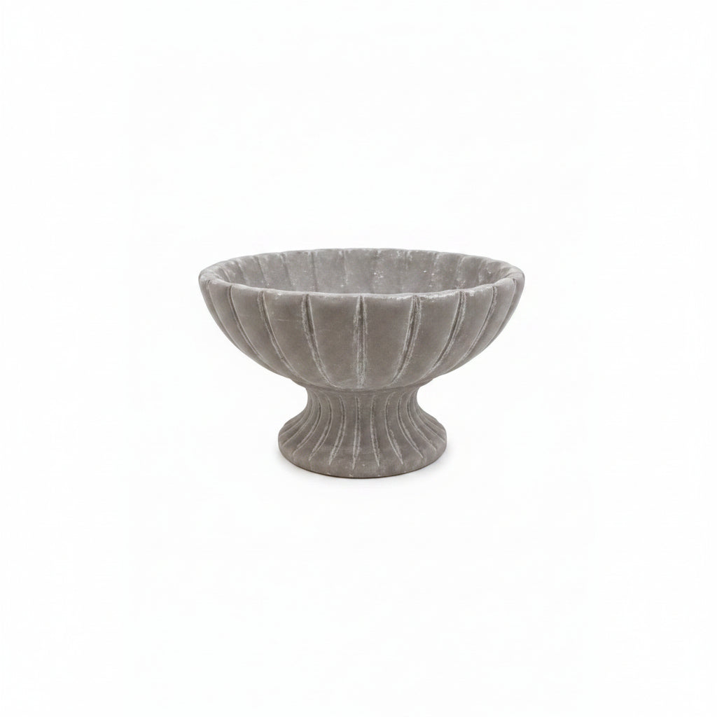 Gray textured bowl on a white background