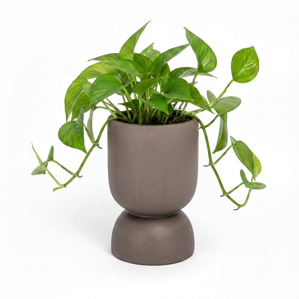 Feya Sculpted Stoneware Pot with Pedestal Base