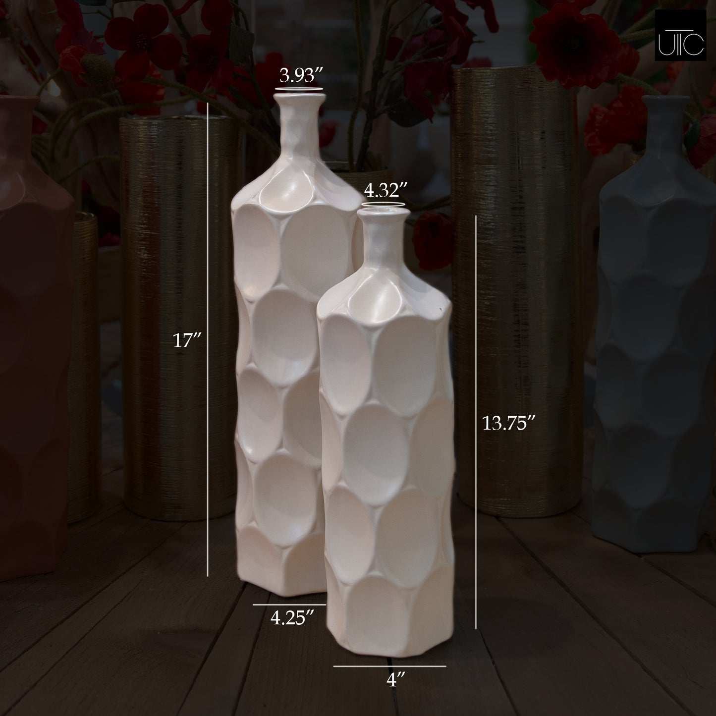 Dimpsy Ceramic Bottle Vases