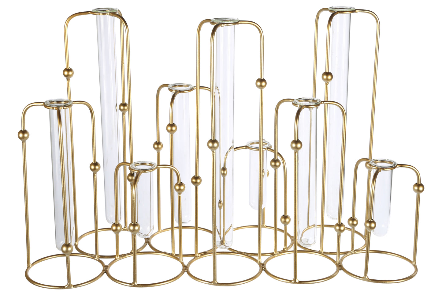 Metal Clustered Bud Vase Holder Coated Finish Gold-13.5"H