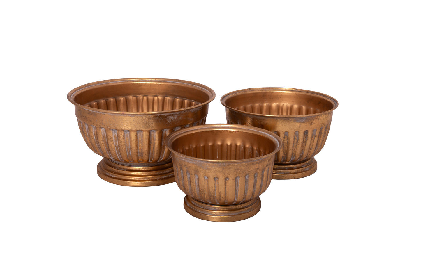 Metal Planter Set of Three Gold-7.25"H