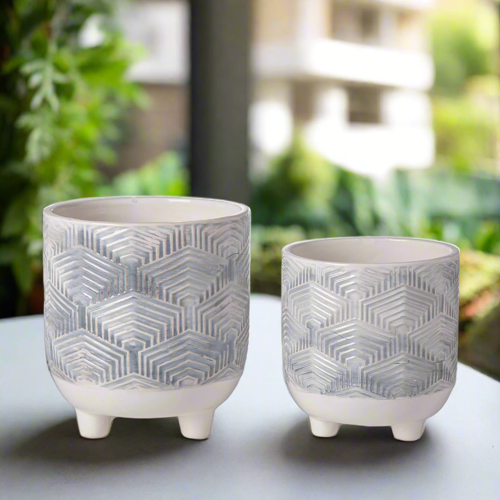 Arvian Baby Blue Tripod Planter Set (Set of 2)