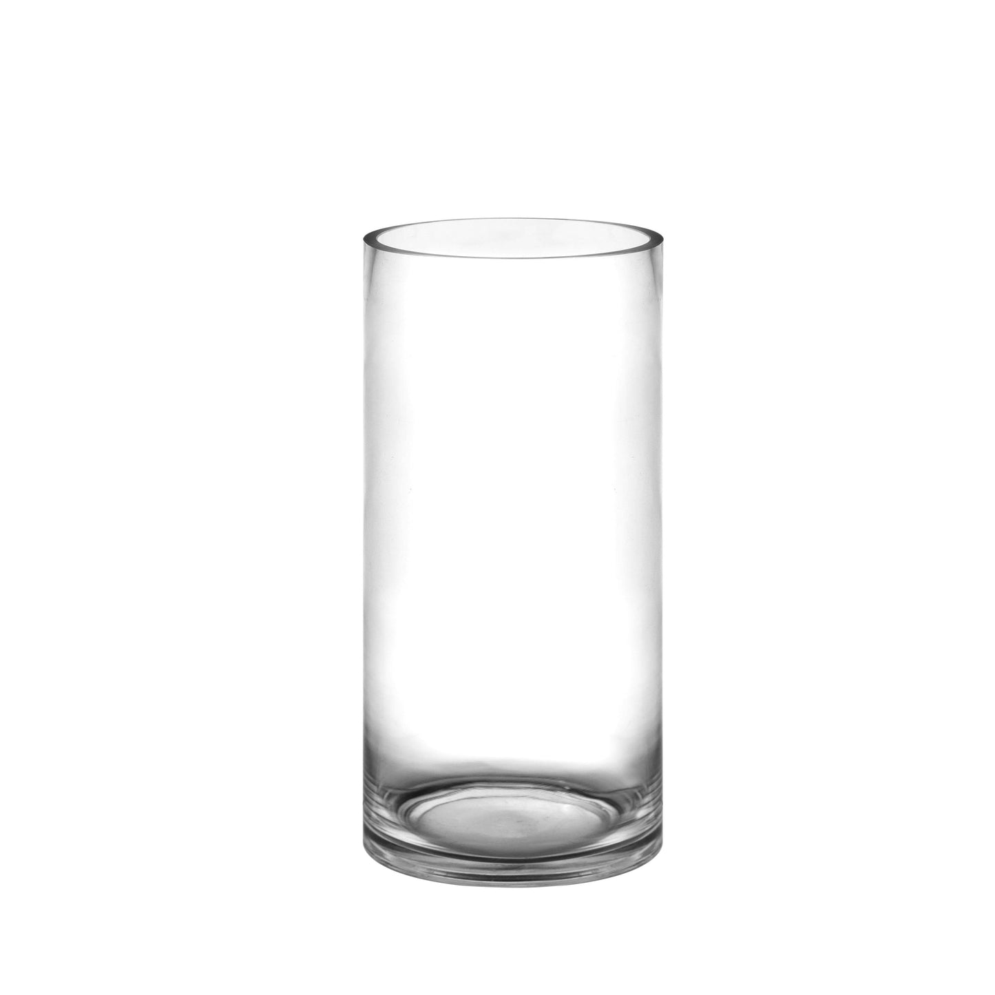 Clear glass vase on a white background