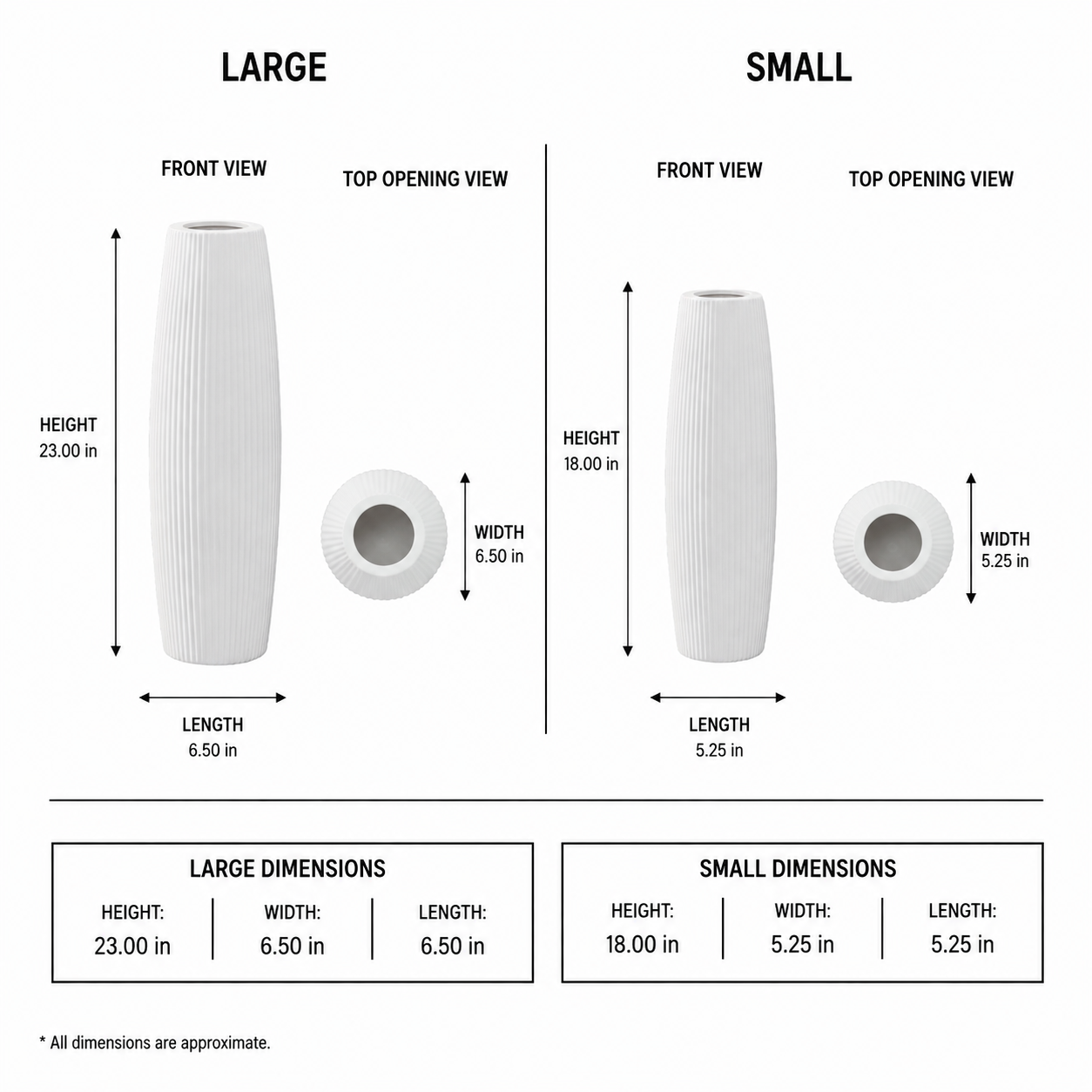 Carlisha Ribbed Ceramic Bellied Vase