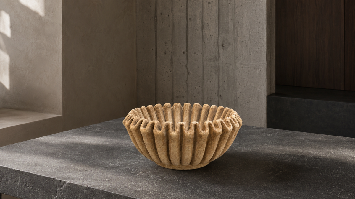 Rena Fluted Cement Bowl Planter