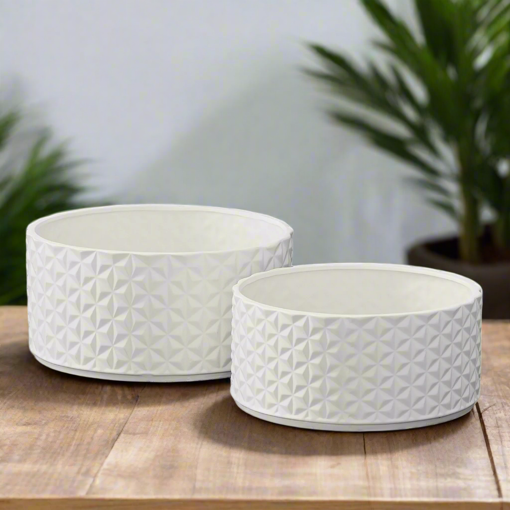 Lumora Diamond Ceramic Wide Pot Set (Set of 2)