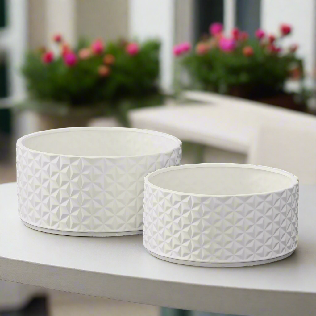 Lumora Diamond Ceramic Wide Pot Set (Set of 2)