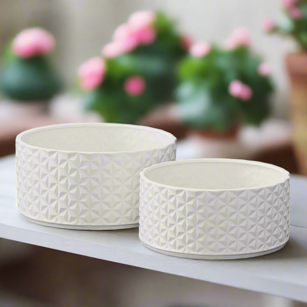 Lumora Diamond Ceramic Wide Pot Set (Set of 2)