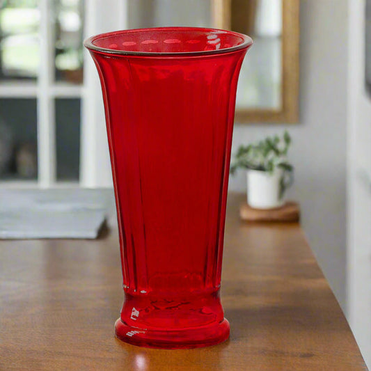 Eira Ribbed Glass Vase-Urban Trends Collection-Urban Trends Collection