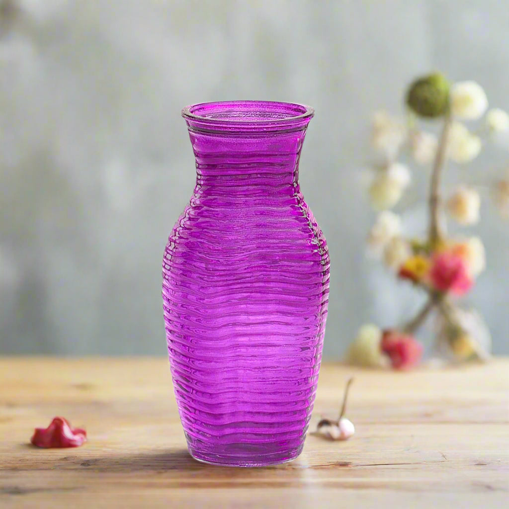 Feliz Ginger Glass Vase with Wave Pattern-Urban Trends Collection-Purple-Urban Trends Collection