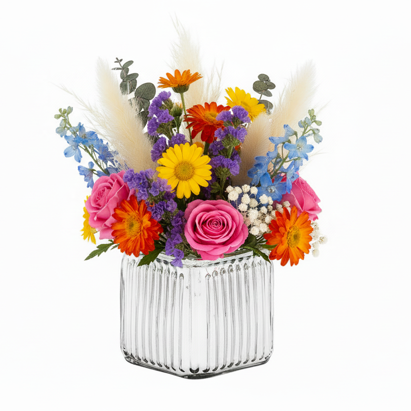 Maisie Fluted Glass Cube Vase