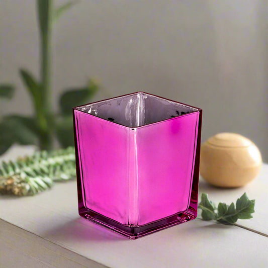 Electra Glass Cube Vase-Urban Trends Collection-Pink-Urban Trends Collection