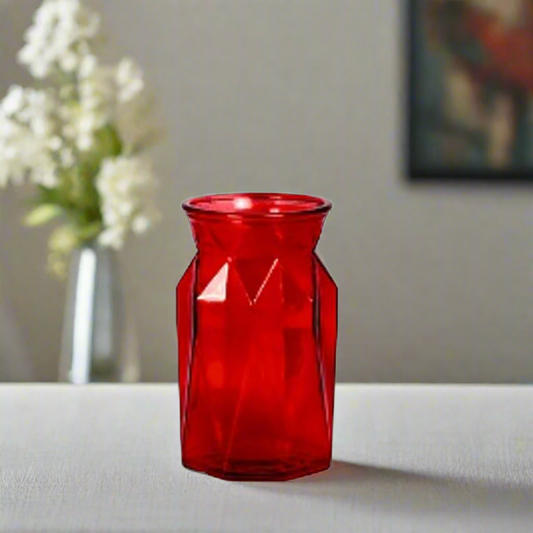 Arvella Red Glass Vase-Urban Trends Collection-Urban Trends Collection