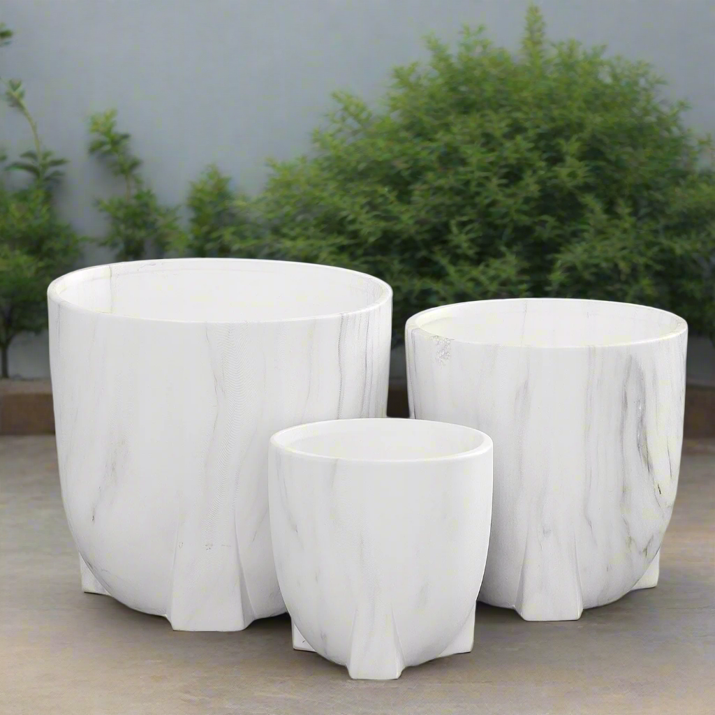 Myora Marble Tripod Planter Set (Set of 3)