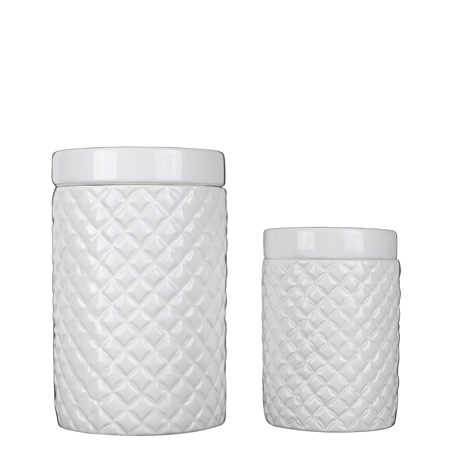 Porsha Ceramic Round Lattice Canister Set (Set of 2)