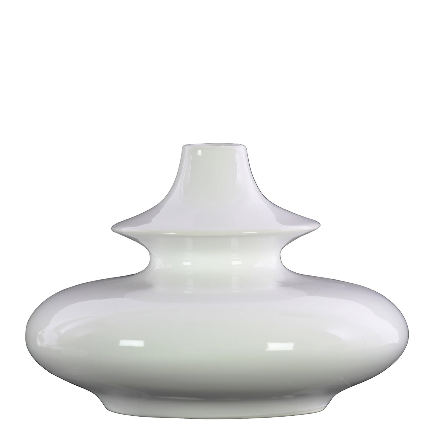 Alayna Ceramic Bellied Round Vase with Two-Tier Design