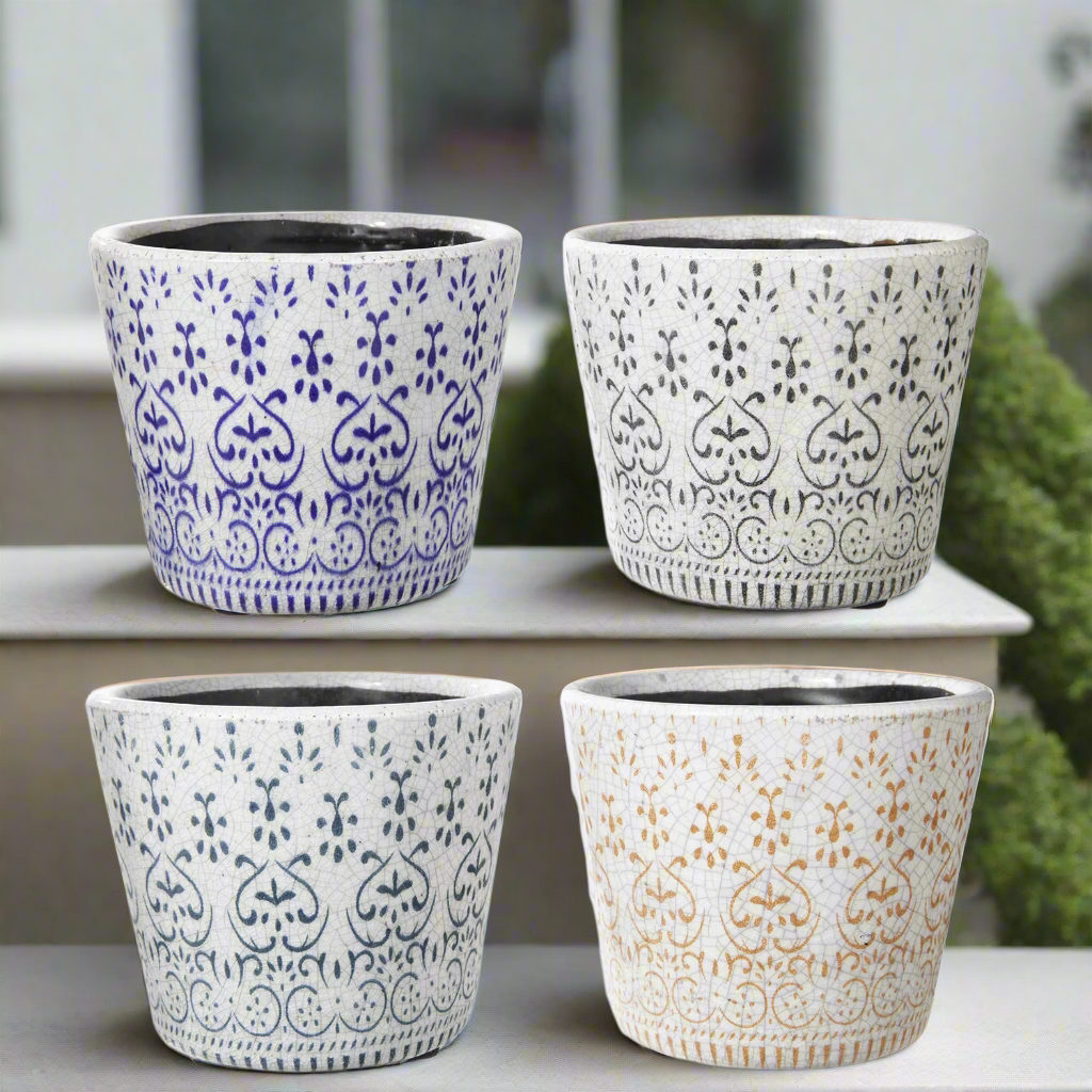 Callista Handcrafted Ceramic Round Planter Set (Set of Four)