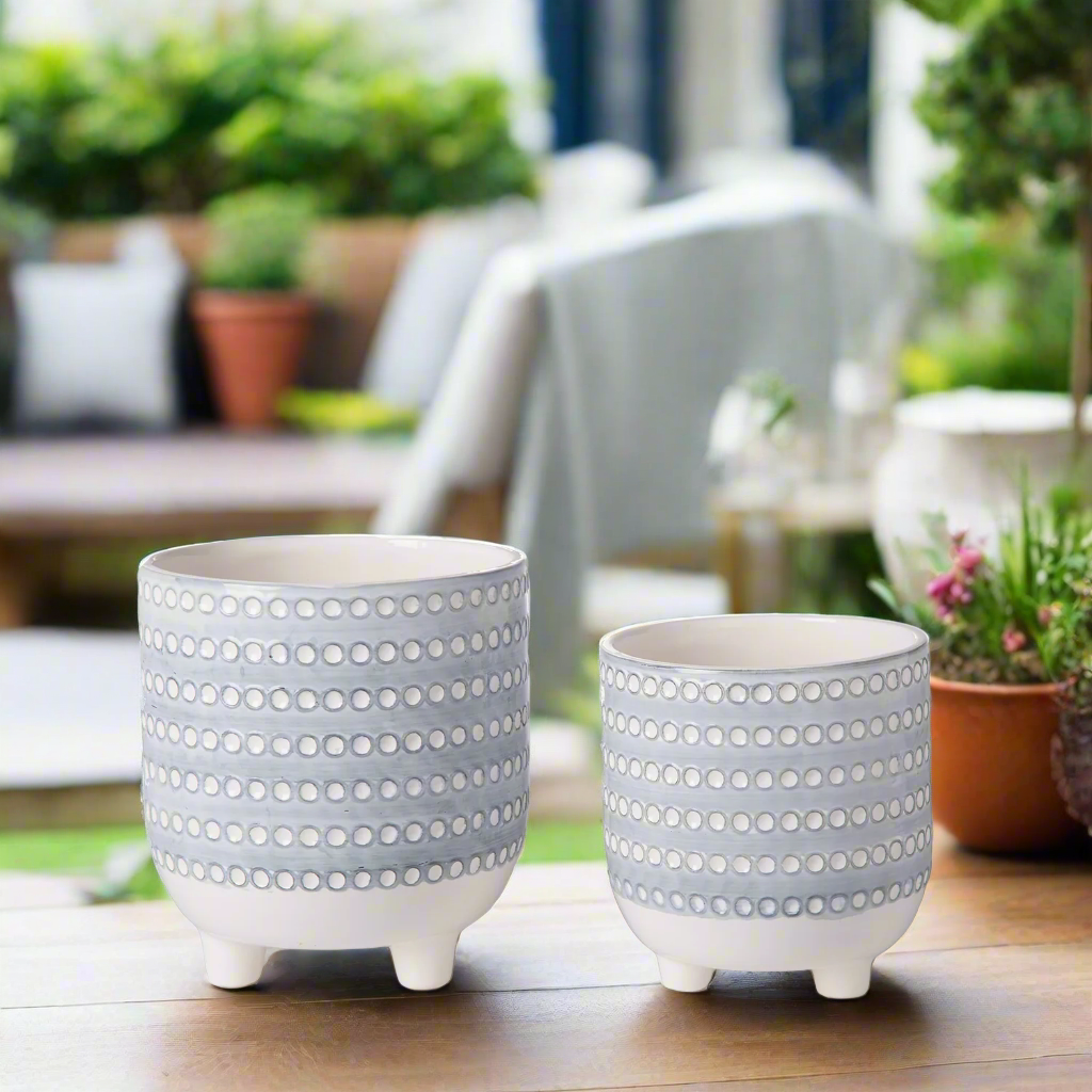 Zyara Baby Blue Tripod Planter Set (Set of 2)
