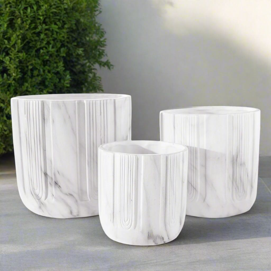 Davina Ceramic Round Planter Set (Set of 3)