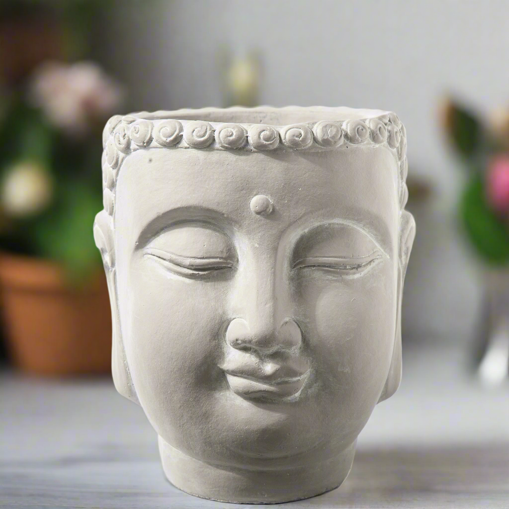 Mael Cement Lady Buddha Head Pot