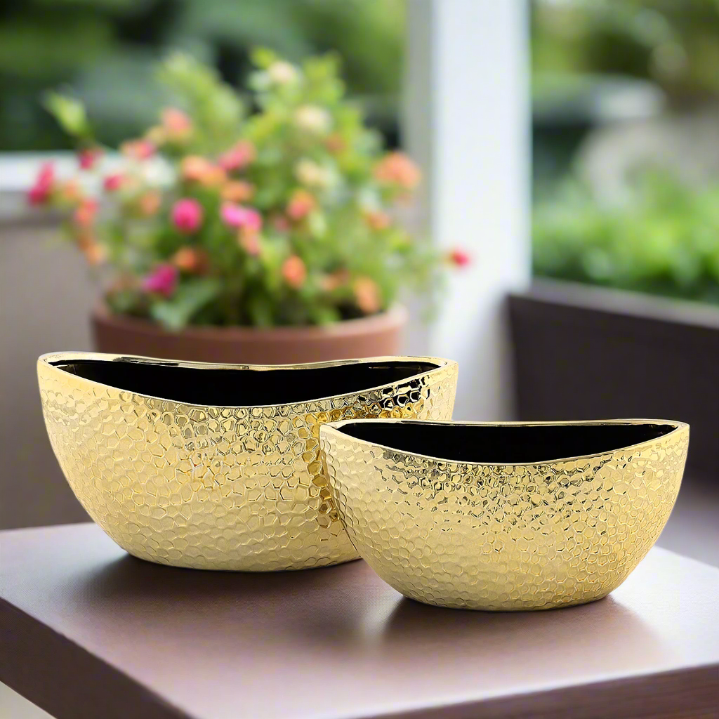 Quivelle Geometric Oval Planter Set (Set of 2)