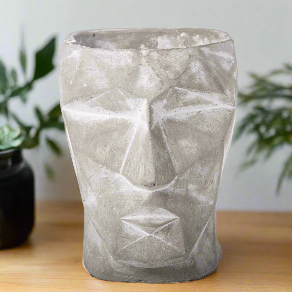 Otis Cement Pixelated Head Planter