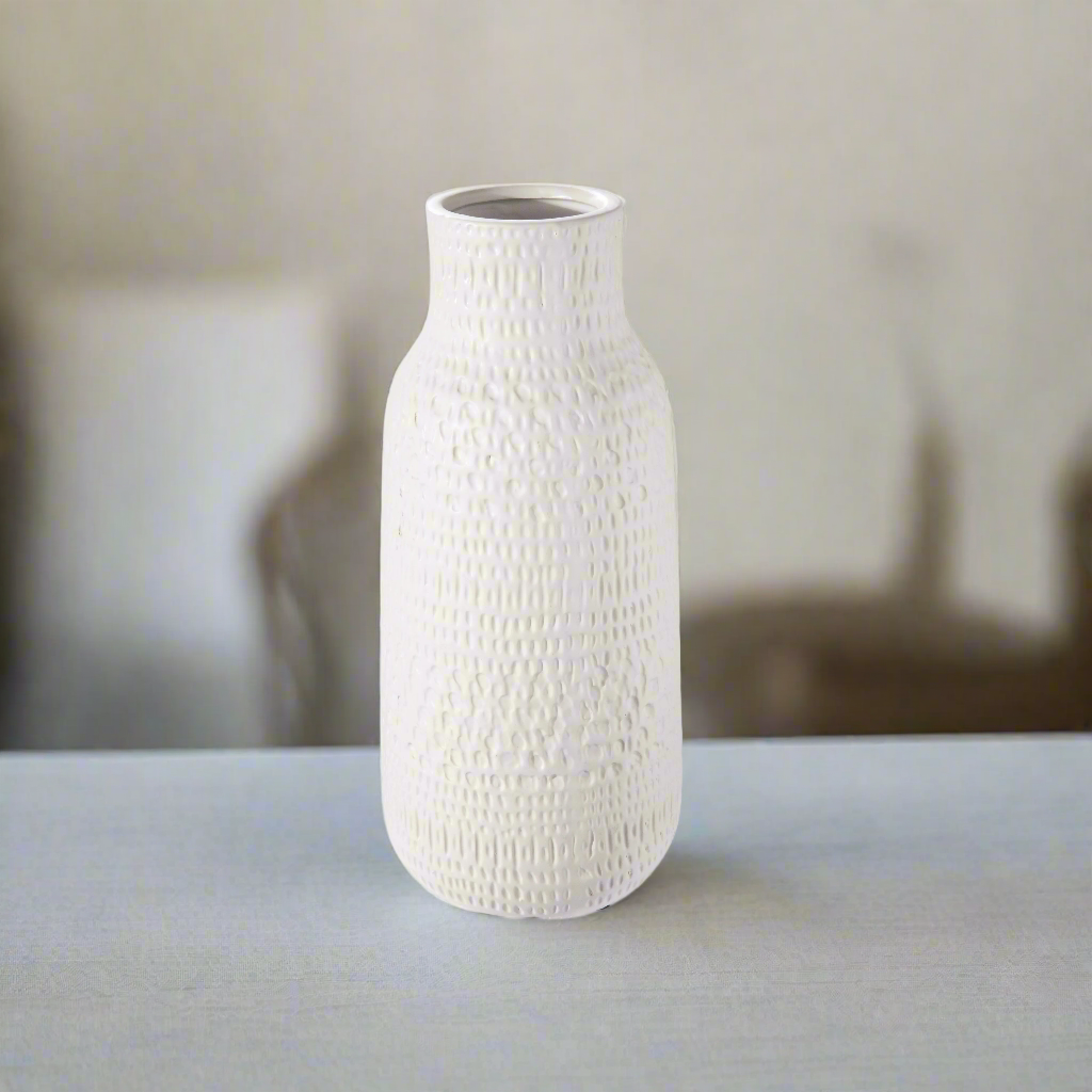 Nyla Ceramic Debossed Tribal Vase