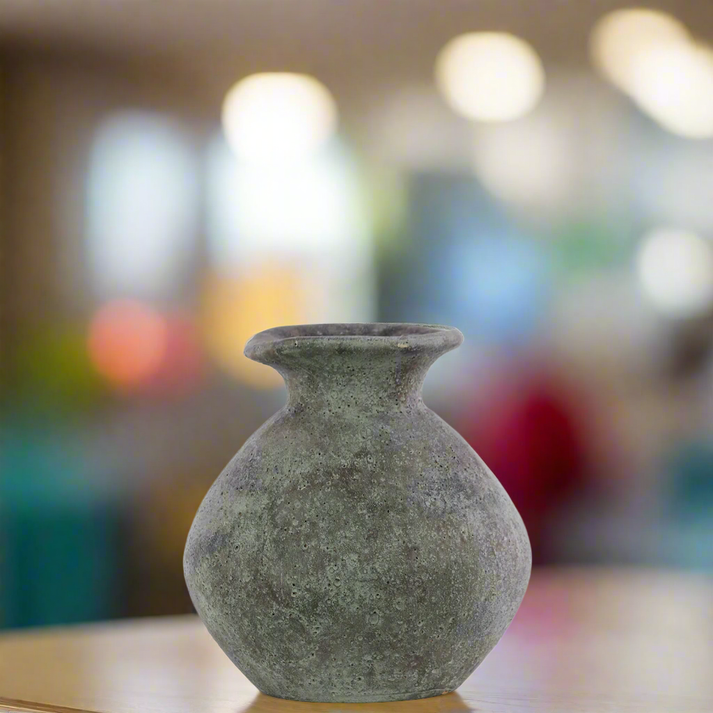 Neena Terracotta Bellied Round Flower Vase with Uneven Lips