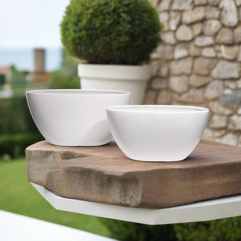 Ceylin Low Oval Ceramic Planter Set (Set of 2)
