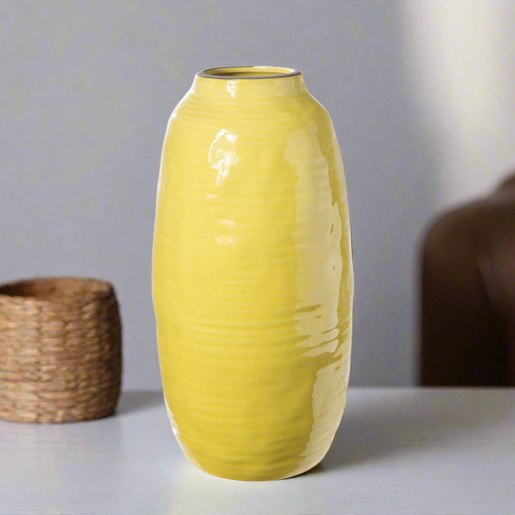 Sylvie Ceramic Tall Ribbed Vase