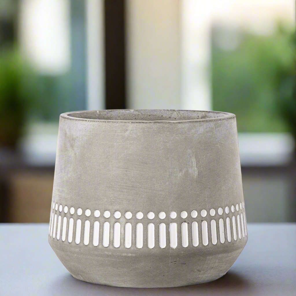 Talia Cement Tribal Round Pot