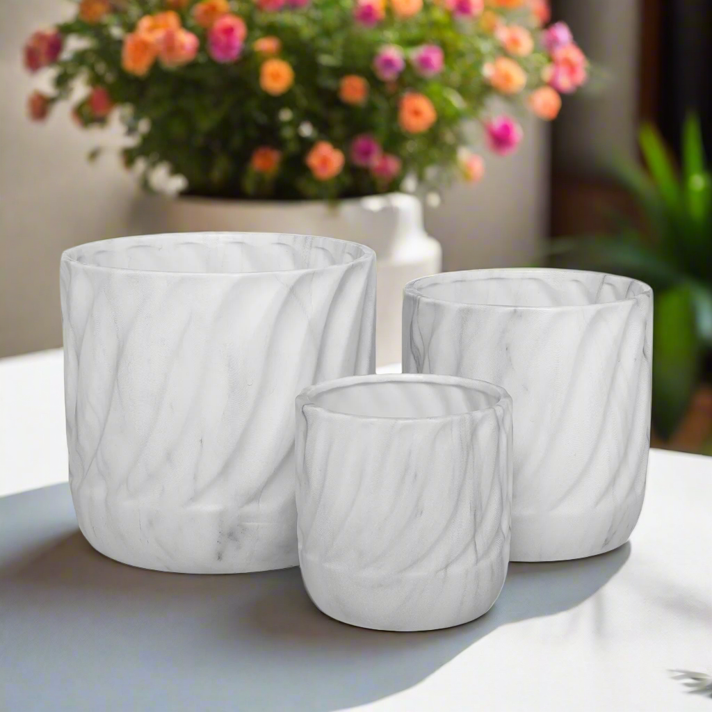 Loira Ceramic Round Planter Set (Set of 3)