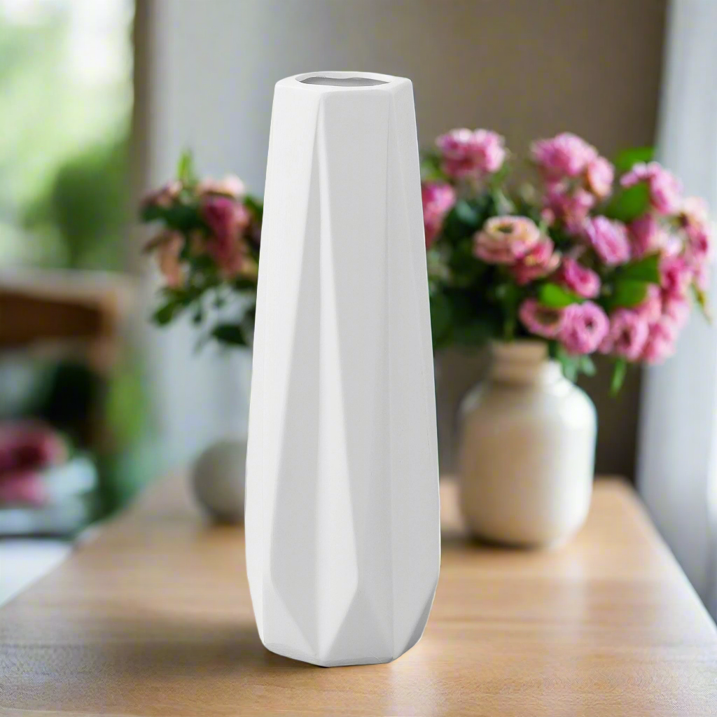 Dixie Ceramic Round Geometric Belly Vase