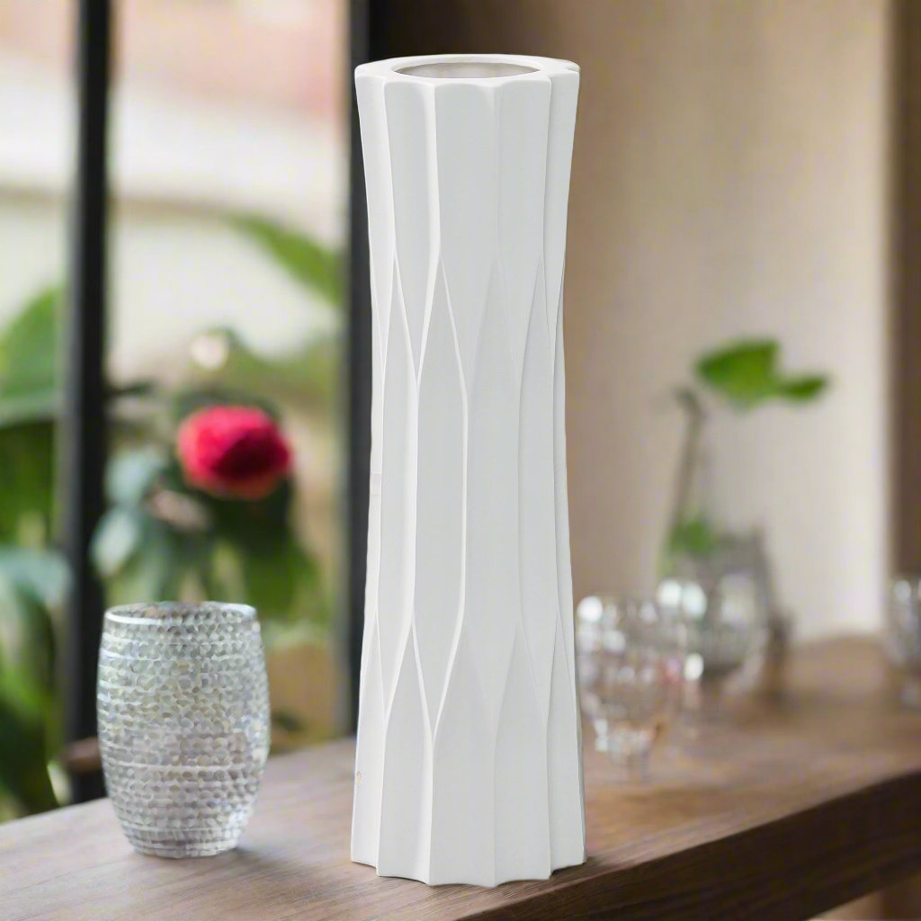 Kaia Ceramic Embossed Diamond Vases