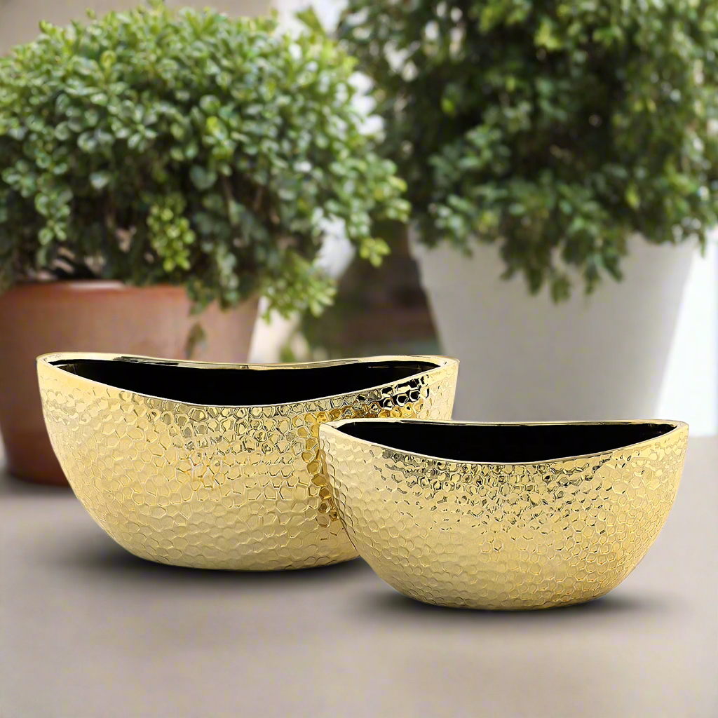 Quivelle Geometric Oval Planter Set (Set of 2)