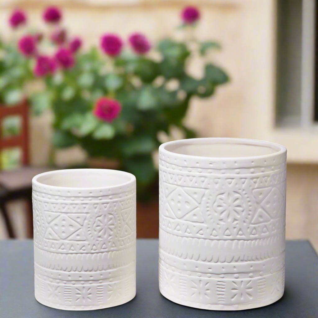 Zayora Tribal Ceramic Jar Set (Set of 2)